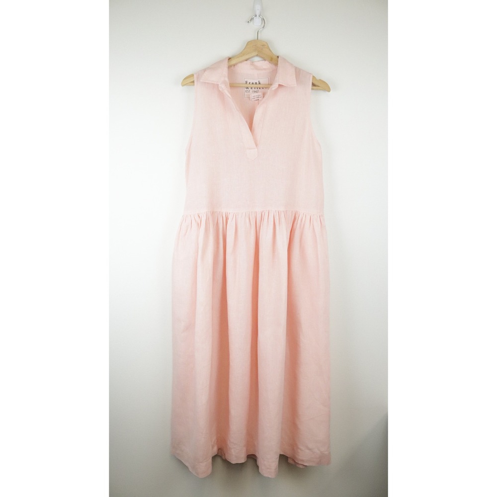 Frank & Eileen Daphne Linen Shirt Dress Peach Pink Small - Picture 2 of 10